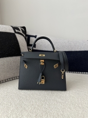 Kelly 25cm in Imported Epsom Leather, 2Z Blue Nuit Midnight Blue with Gold Hardware