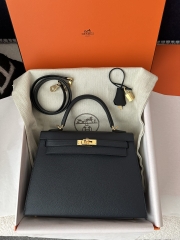 Kelly 25cm in Imported Epsom Leather, 2Z Blue Nuit Midnight Blue with Gold Hardware