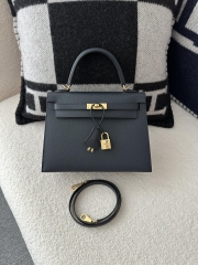 Kelly 25cm in Imported Epsom Leather, 2Z Blue Nuit Midnight Blue with Gold Hardware