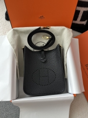 Mini Evelyne in Imported TC Clemence Leather, CC89 Noir Black with Gold Hardware