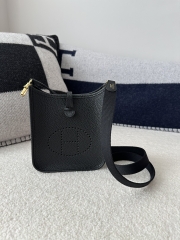 Mini Evelyne in Imported TC Clemence Leather, CC89 Noir Black with Gold Hardware