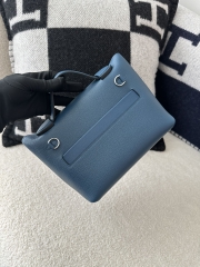 2424 Mini 21cm in Imported Evercolor and Swift Leather, S4 Deep Blue with Silver Hardware