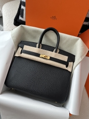 Birkin 25cm in Imported Chevre Goatskin, CC89 Noir Black with Gold Hardware