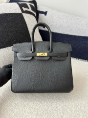 Birkin 25cm in Imported Chevre Goatskin, CC89 Noir Black with Gold Hardware