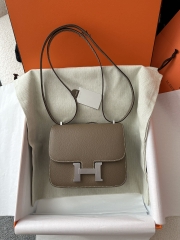 Constance 18cm Classic in Imported Epsom Leather, CK18 Etoupe Grey with Silver Hardware