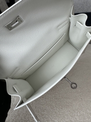 Kelly Danse 22cm Dance Bag in Imported Swift Calfskin, 01 Blank Pure White with Silver Hardware