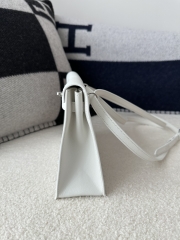 Kelly Danse 22cm Dance Bag in Imported Swift Calfskin, 01 Blank Pure White with Silver Hardware