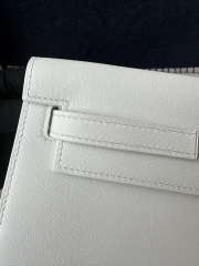 Kelly Danse 22cm Dance Bag in Imported Swift Calfskin, 01 Blank Pure White with Silver Hardware