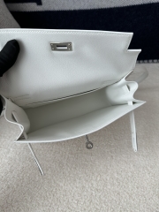 Kelly Danse 22cm Dance Bag in Imported Swift Calfskin, 01 Blank Pure White with Silver Hardware