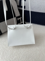 Kelly Danse 22cm Dance Bag in Imported Swift Calfskin, 01 Blank Pure White with Silver Hardware