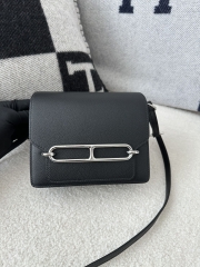 Roulis 18cm in Imported Evercolor Leather, CK89 Noir Black with Silver Hardware