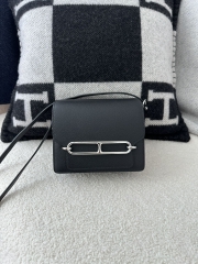 Roulis 18cm in Imported Evercolor Leather, CK89 Noir Black with Silver Hardware
