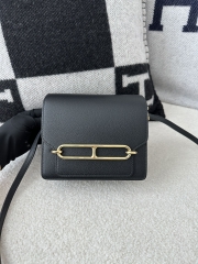 Roulis 18cm in Imported Evercolor Leather, CC89 Noir Black with Gold Hardware