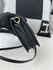 Roulis 18cm in Imported Evercolor Leather, CC89 Noir Black with Gold Hardware