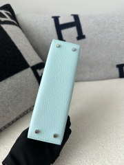 Kelly Mini II Second Generation in Imported Evercolor Goatskin, U2 Bleu Zephyr with Silver Hardware