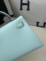 Kelly Mini II Second Generation in Imported Evercolor Goatskin, U2 Bleu Zephyr with Silver Hardware