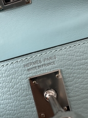 Kelly Mini II Second Generation in Imported Evercolor Goatskin, U2 Bleu Zephyr with Silver Hardware