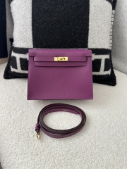 Kelly Danse 22cm Dance Bag in Imported Evercolor Calfskin, P9 Anemone with Gold Hardware