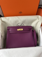 Kelly Danse 22cm Dance Bag in Imported Evercolor Calfskin, P9 Anemone with Gold Hardware