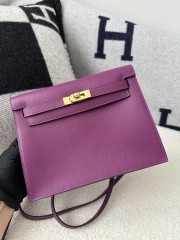 Kelly Danse 22cm Dance Bag in Imported Evercolor Calfskin, P9 Anemone with Gold Hardware