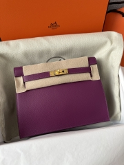 Kelly Danse 22cm Dance Bag in Imported Evercolor Calfskin, P9 Anemone with Gold Hardware