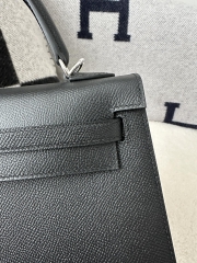 Kelly 25cm in Imported Epsom Leather, CK89 Noir Black with Silver Hardware