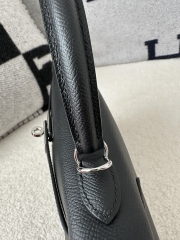 Kelly 25cm in Imported Epsom Leather, CK89 Noir Black with Silver Hardware