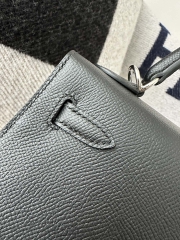 Kelly 25cm in Imported Epsom Leather, CK89 Noir Black with Silver Hardware