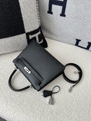 Kelly 25cm in Imported Epsom Leather, CK89 Noir Black with Silver Hardware