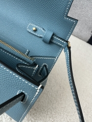 Kelly To Go Crossbody Wallet in Imported Epsom Leather, D2 New Blue Jean with Gold Hardware