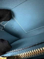 Kelly To Go Crossbody Wallet in Imported Epsom Leather, D2 New Blue Jean with Gold Hardware