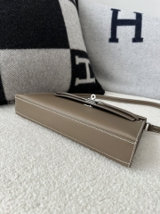 Kelly Elan 27cm New Style Shoulder Bag in Imported Madame Leather, CK18 Etoupe Grey with Silver Hardware