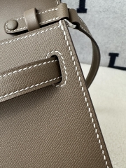 Kelly Elan 27cm New Style Shoulder Bag in Imported Madame Leather, CK18 Etoupe Grey with Silver Hardware