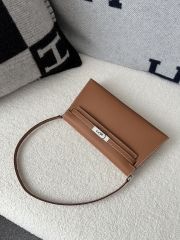 Kelly Elan 27cm New Style Shoulder Bag in Imported Madame Leather, CK37 Gold with Silver Hardware