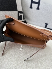 Kelly Elan 27cm New Style Shoulder Bag in Imported Madame Leather, CK37 Gold with Silver Hardware