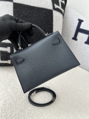 Kelly Mini II Second Generation in Imported Epsom Leather, 2Z Blue Nuit with Silver Hardware