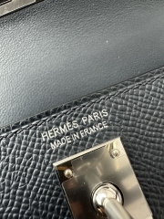 Kelly Mini II Second Generation in Imported Epsom Leather, 2Z Blue Nuit with Silver Hardware