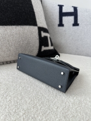 Kelly Mini II Second Generation in Imported Epsom Leather, 2Z Blue Nuit with Silver Hardware