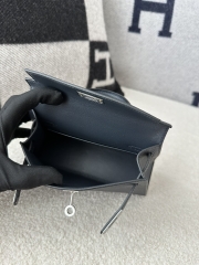 Kelly Mini II Second Generation in Imported Epsom Leather, 2Z Blue Nuit with Silver Hardware