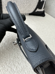 Kelly Mini II Second Generation in Imported Epsom Leather, 2Z Blue Nuit with Silver Hardware