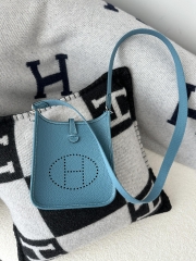 Mini Evelyne in Imported TC Clemence Leather, D2 New Blue Jean with Silver Hardware