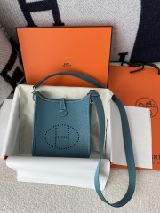 Mini Evelyne in Imported TC Clemence Leather, D2 New Blue Jean with Silver Hardware