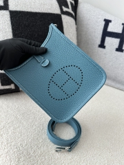 Mini Evelyne in Imported TC Clemence Leather, D2 New Blue Jean with Silver Hardware