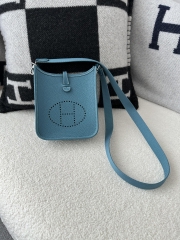 Mini Evelyne in Imported TC Clemence Leather, D2 New Blue Jean with Silver Hardware