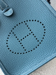 Mini Evelyne in Imported TC Clemence Leather, D2 New Blue Jean with Silver Hardware