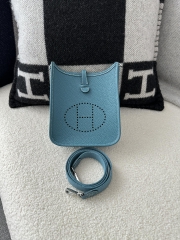 Mini Evelyne in Imported TC Clemence Leather, D2 New Blue Jean with Silver Hardware