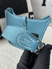 Mini Evelyne in Imported TC Clemence Leather, D2 New Blue Jean with Silver Hardware