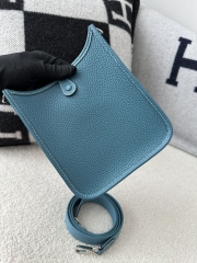 Mini Evelyne in Imported TC Clemence Leather, D2 New Blue Jean with Silver Hardware