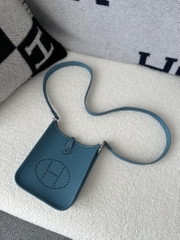 Mini Evelyne in Imported TC Clemence Leather, D2 New Blue Jean with Silver Hardware