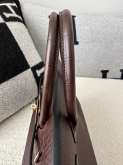 Birkin 30cm Touch in Matte Alligator Crocodile and Imported Togo Calfskin, 0G Rouge Sellier with Gold Hardware